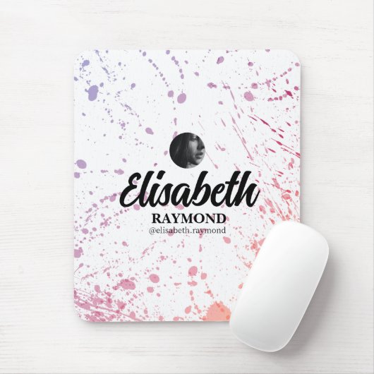 Splatter Waterverf foto en naam Muismat (Met muis)