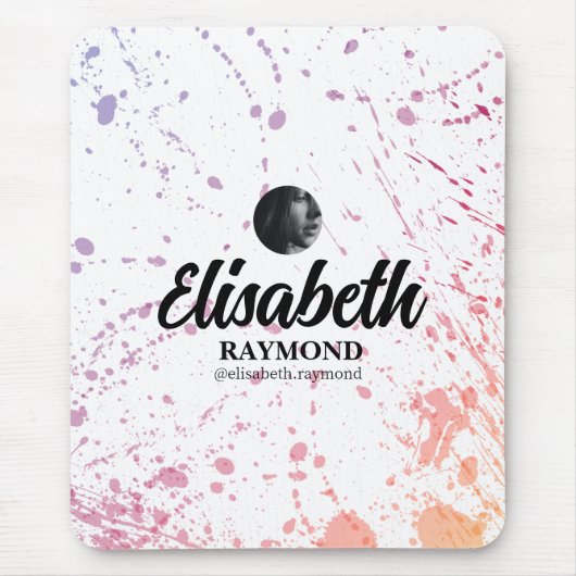 Splatter Waterverf foto en naam Muismat (Voorkant)