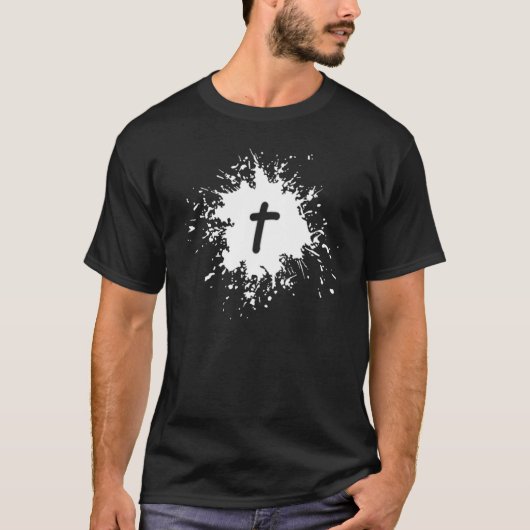 Splatter with Cross Christian Inspirational Men Wo T-shirt (Voorkant)