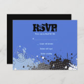 SPLATTERED Bar Bat Mitzvah Reply Card RSVP Kaartje (Voorkant / Achterkant)