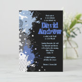 SPLATTERED Bar Bat Mitzvah Uitnodiging (Staand voorkant)