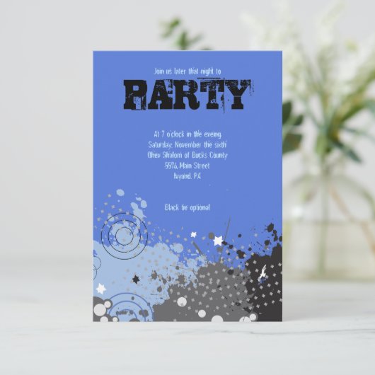 SPLATTERED Bar Bat Mitzvah Uitnodiging (Staand voorkant)