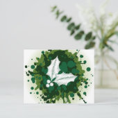Splattered Kerstmis Holly Design Feestdagenkaart (Staand voorkant)