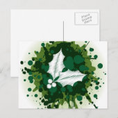 Splattered Kerstmis Holly Design Feestdagenkaart (Voorkant / Achterkant)