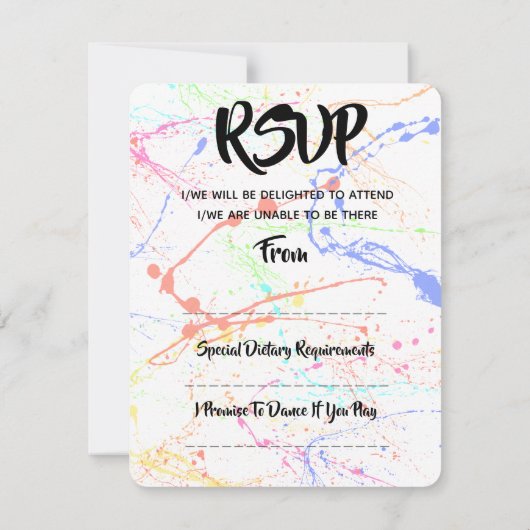 Splattered Wedding RSVP Kaartje (Achterkant)
