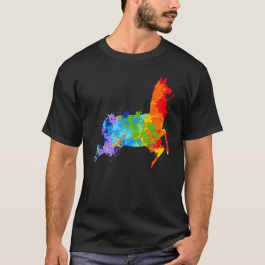 Splattering Paint Llama Drip Painting Llama T-shirt (Voorkant)