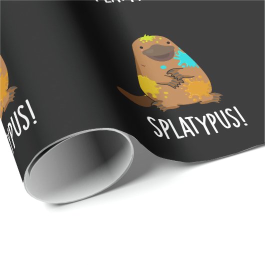 Splatypus Funny Animal Platypus Pun Dark BG Cadeaupapier (Rol Hoek)