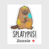 Splatypus Funny Animal Platypus Pun Sticker (Vel)