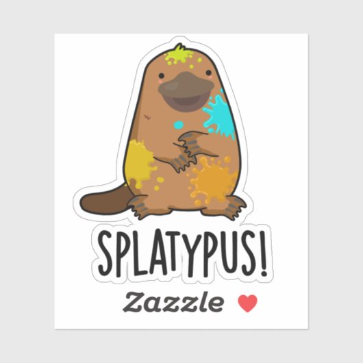 Splatypus Funny Animal Platypus Pun Sticker (Vel)