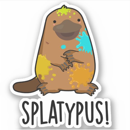 Splatypus Funny Animal Platypus Pun Sticker (Voorkant)