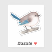 Splendid Fairy Wren Bird on Branch Sticker (Vel)