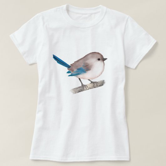 Splendid Fairy Wren Bird on Branch T-shirt (Design voorkant)