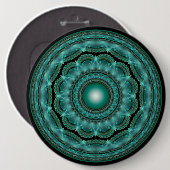 Splendid fractal glossy mandala ronde button 6,0 cm (Voorkant /achterkant)