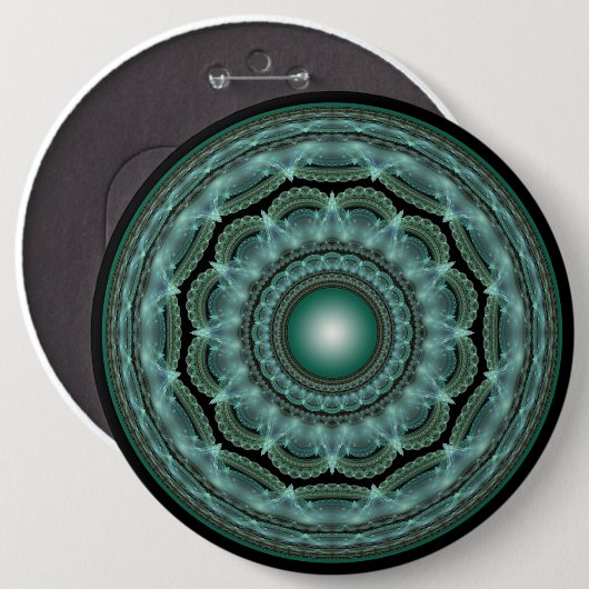 Splendid fractal glossy mandala ronde button 6,0 cm (Voorkant /achterkant)