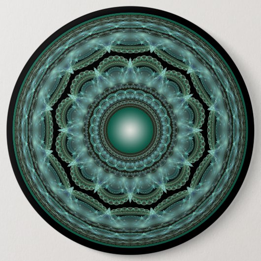 Splendid fractal glossy mandala ronde button 6,0 cm (Voorkant)