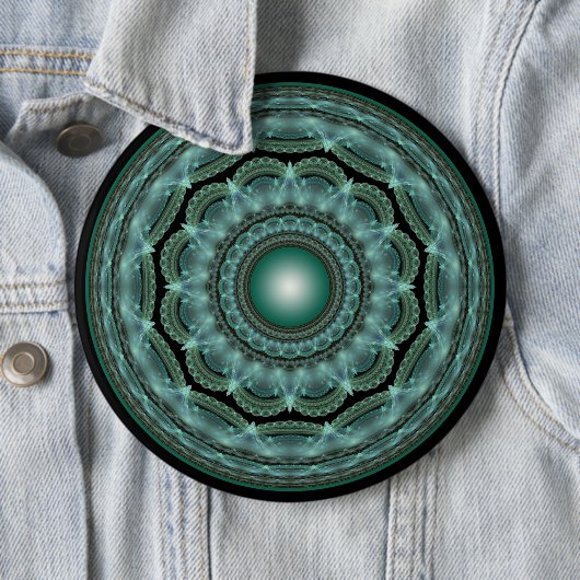 Splendid fractal glossy mandala ronde button 6,0 cm (In situ)