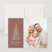 Splendid Spruce Tree Beige kerstmis/feestdag foto Briefkaart (Voorkant / Achterkant)