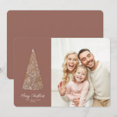 Splendid Spruce Tree Beige kerstmis/feestdag foto Kaart (Voorkant / Achterkant)