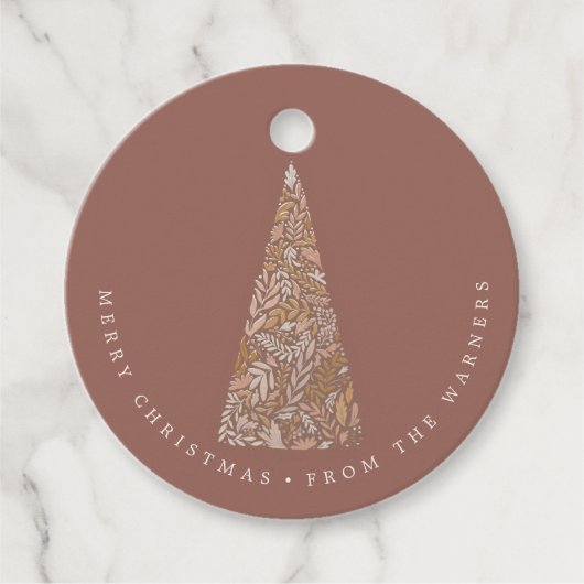 Splendid Spruce Tree BeigeKerstmis/vakantie Bedankjes Labels (Voorkant)