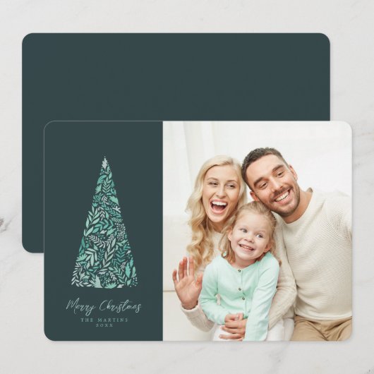 Splendid Spruce Tree Green Kerstmis/Holiday foto Kaart (Voorkant / Achterkant)
