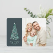 Splendid Spruce Tree Green Kerstmis/Holiday foto Kaart (Staand voorkant)