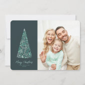 Splendid Spruce Tree Green Kerstmis/Holiday foto Kaart (Voorkant)