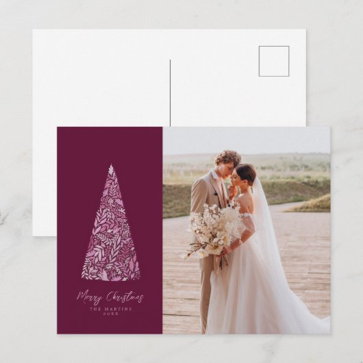 Splendid Spruce Tree Plum Kerstmis/Holiday foto Briefkaart (Voorkant / Achterkant)