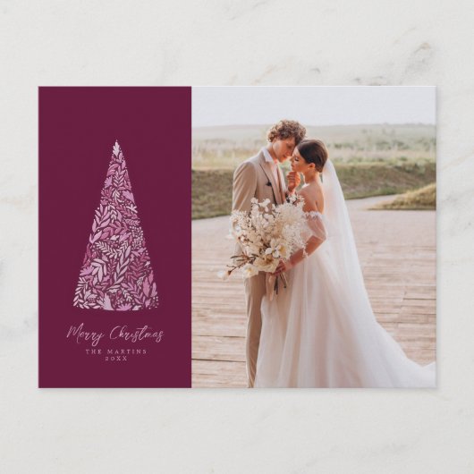 Splendid Spruce Tree Plum Kerstmis/Holiday foto Briefkaart (Voorkant)