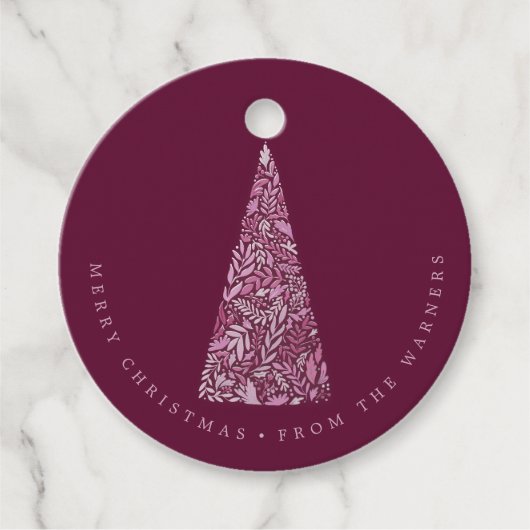 Splendid Spruce Tree Plum Kerstmis/vakantie Bedankjes Labels (Voorkant)