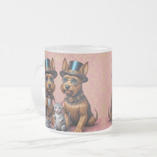 Splendid Yorkshire Terriers Frosted Glass Mok (Voorkant links)