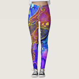SplendidLee - Abstracte Fish Art Print Leggings