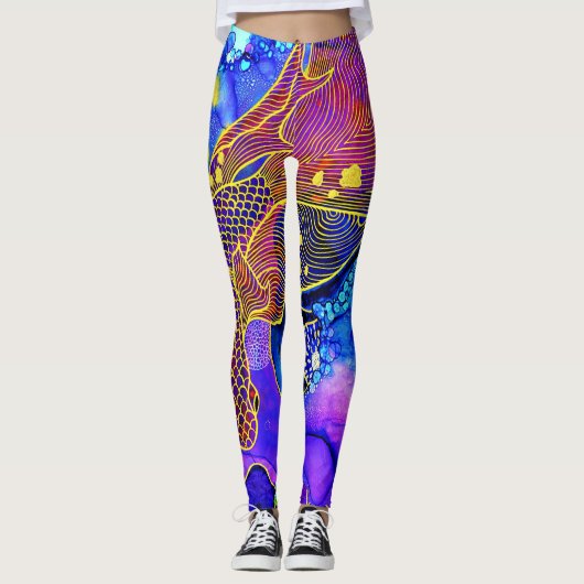 SplendidLee - Abstracte Fish Art Print Leggings (Voorkant)