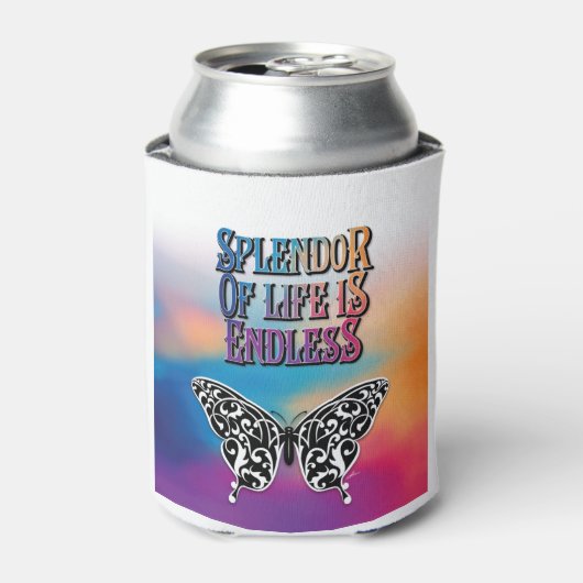 Splendor van het leven met vlinder blikjeskoeler (Blikje Voorkant)