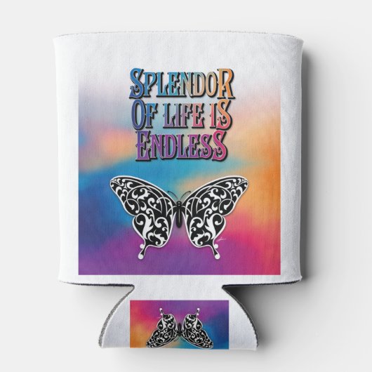 Splendor van het leven met vlinder blikjeskoeler (Achterkant)