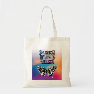Splendor van het leven met vlinder tote bag
