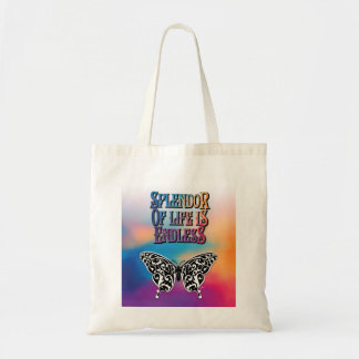 Splendor van het leven met vlinder tote bag