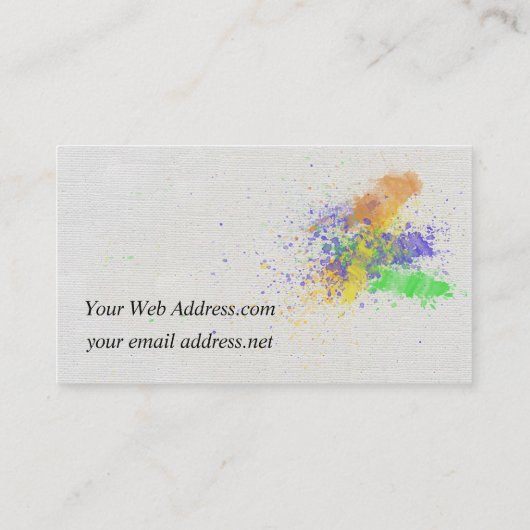Spletters artistieke verf visitekaartje (Achterkant)