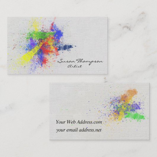 Spletters artistieke verf visitekaartje (Voorkant / Achterkant)