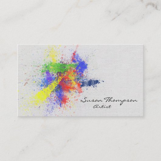 Spletters artistieke verf visitekaartje (Voorkant)