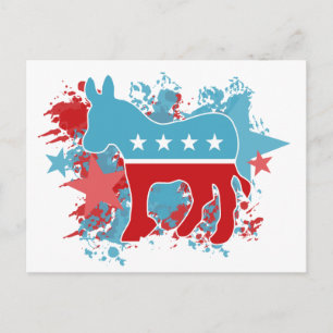 Spletters-democraat Donkey met rode en blauwe verf Briefkaart