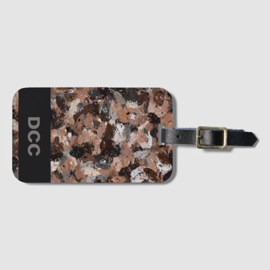 Spletters met grijze, bruine en zwarte verf bagagelabel (Voorkant (horizontaal))