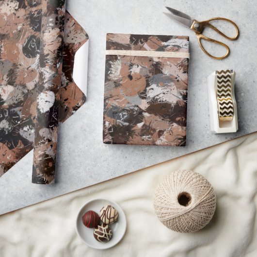 Spletters met grijze, bruine en zwarte verf cadeaupapier (Crafts)