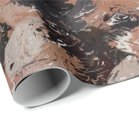 Spletters met grijze, bruine en zwarte verf cadeaupapier (Rol Hoek)