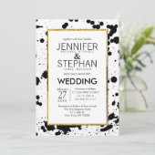 Spletters met zwarte inkt en goudweddenschappen kaart (Staand voorkant)