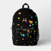 Spletters op zwart verven bedrukte rugzak (Voorkant)