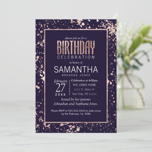 Spletters van de goudmakreel roos Gold Navy Blue P Kaart (Staand voorkant)