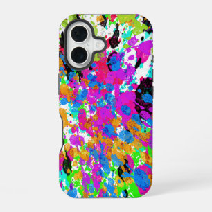 Spletters van kleurrijke verf artistiek iPhone 16 hoesje