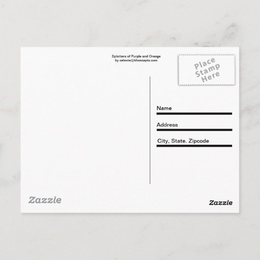 Spletters van Paars en Sinaasappel Briefkaart (Achterkant)