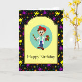 Spletters verven en een jongen kunstenaar kaart (Gele Bloem)