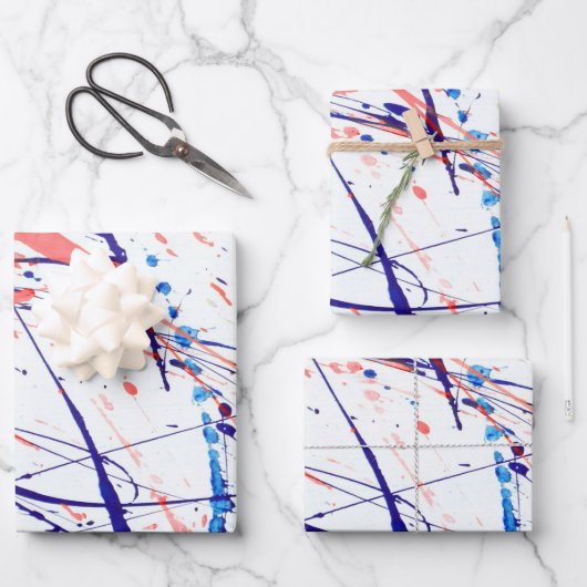 Spletters verven rood inpakpapier vel (Voorkant)